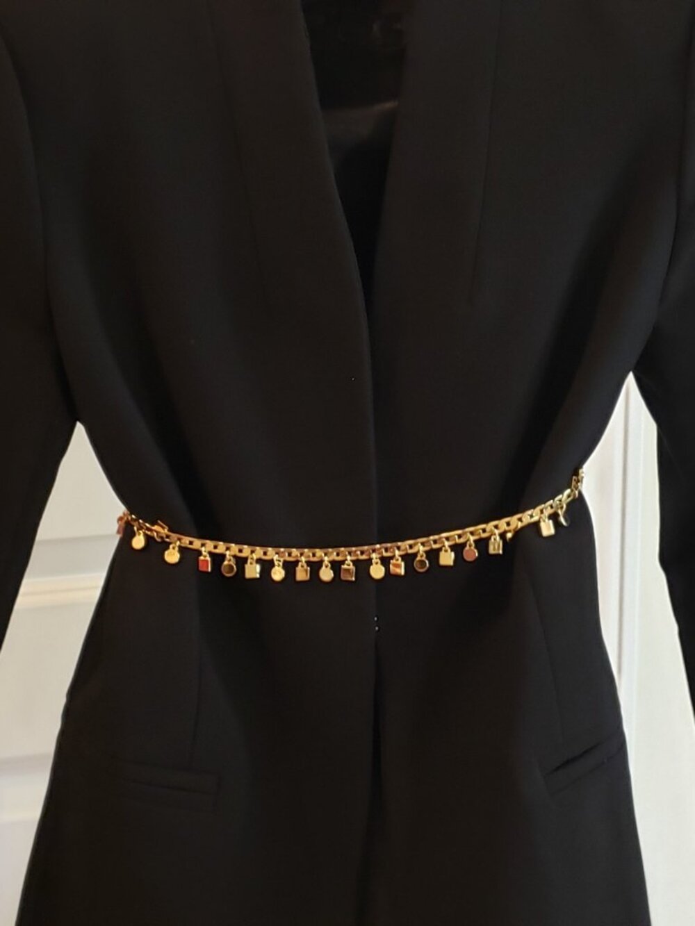 Vintage St. John Knits Single Strand SJ Logo Chain Belt / Statement Necklace